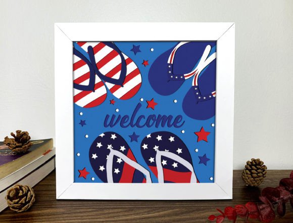 4th July Shadow Box 3D SVG