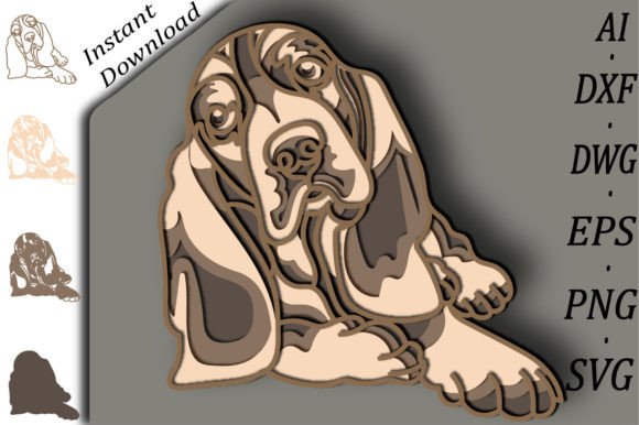 Basset Hound Multilayer Svg 3D Layered: A Versatile Design for Creative Projects