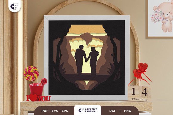 Beautiful 3D Shadow Box SVG for Romantic Crafting
