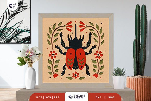 Beetle Folk Art 3D Paper Cut SVG: A Unique Blend of Nature and Craft