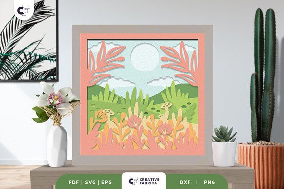 Blooming Park 3D Shadow Box Paper Cut