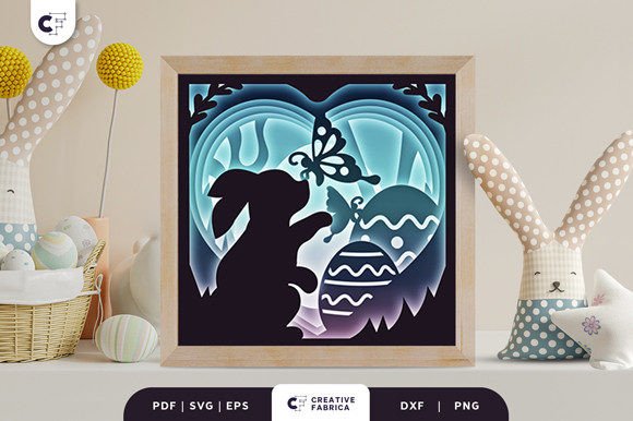 Bunny in a Heart Shape 3D Shadow Box: A Unique Easter Decoration