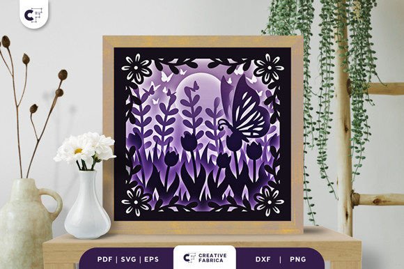 Butterfly in the Garden 3D Shadow Box