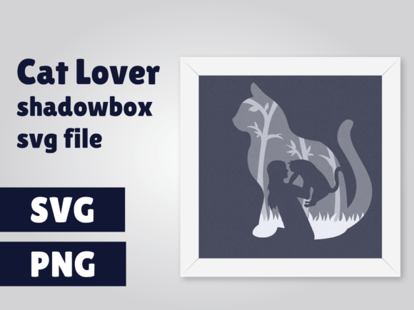 Cat Lover 3d Shadowbox Svg Template for Creative DIY Projects