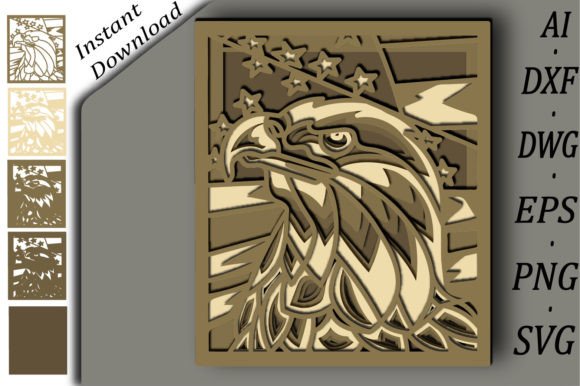 Eagle Multilayer Svg 3D Patriotic Eagle: A Versatile and Creative Design for All