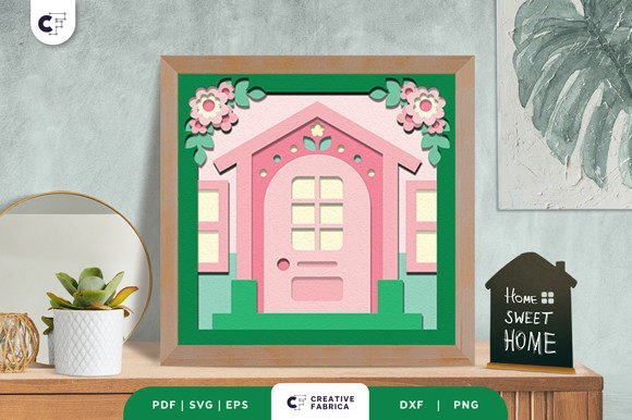 Floral Front Home 3D Shadow Box SVG