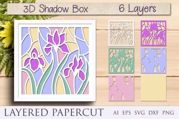 Flower Shadow Box Template: 3D Layered and Digital Design for Creative Projects