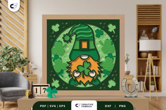 Gnome Patrick 3D Shadow Box Paper Cut: A Unique Way to Celebrate St. Patrick’s Day