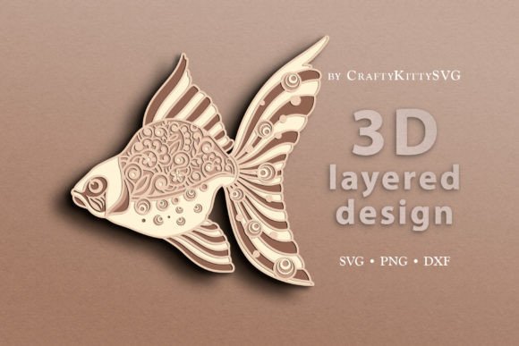 Goldfish Fish 3D Layered SVG Cut File