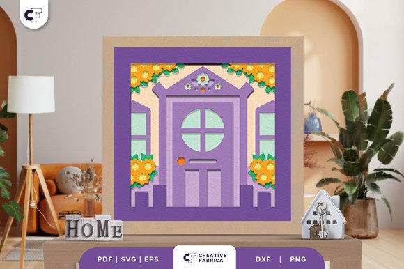 Home Porch 3D Shadow Box SVG