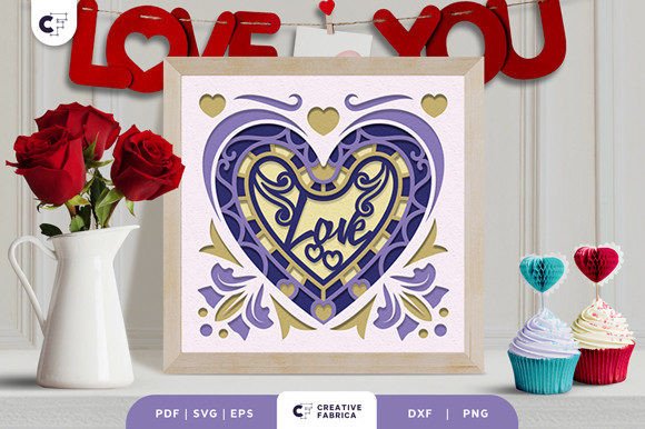 LOVE Heart Shape 3D Shadow Box SVG: A Creative Expression of Love