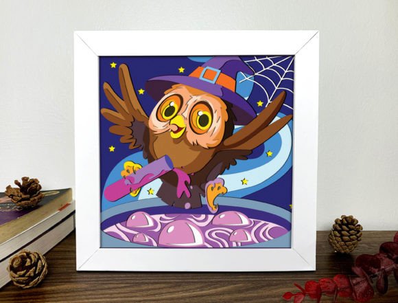 Magic Owl Shadow Box 3D Svg