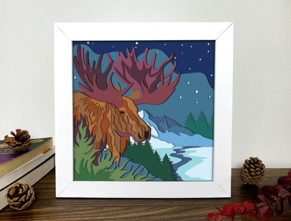 Moose Shadow Box 3D Svg