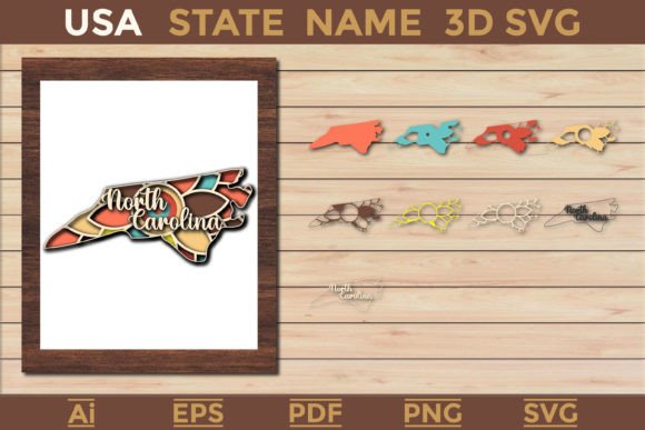 North Carolina USA State 3D SVG Papercut: A Creative Tool for Every Project