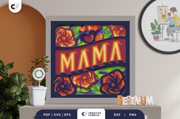 Retro Floral Mama 3D Shadow Box Papercut