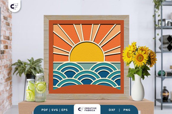 Retro Sunset 3D Shadow Box Paper Cut: A Strategic Art Piece for Creative Expression and Branding