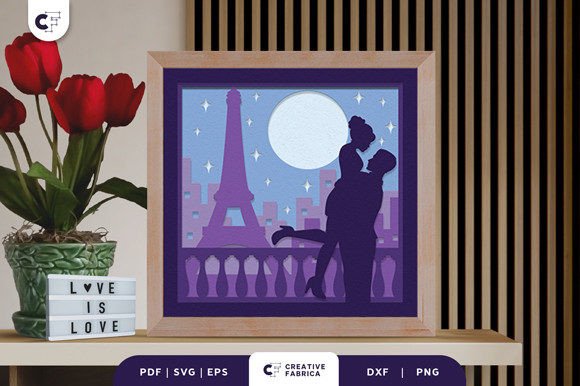 Romantic Couple in Paris 3D Shadow Box: A Unique Home Decor and Gift Idea