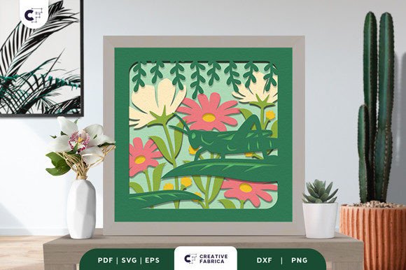 Spring Grasshopper 3D Shadow Box Papercut: A Beautiful Way to Bring Spring Indoors