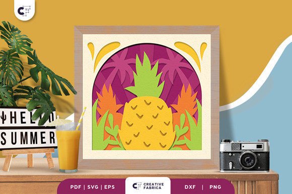 Summer Pineapple 3D Shadow Box Papercut